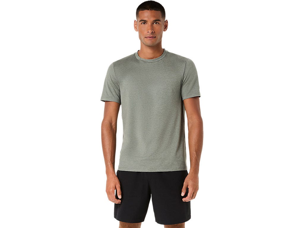 REFINED TEXTURE SHORT SLEEVE TOP - Truffle Grey Heather