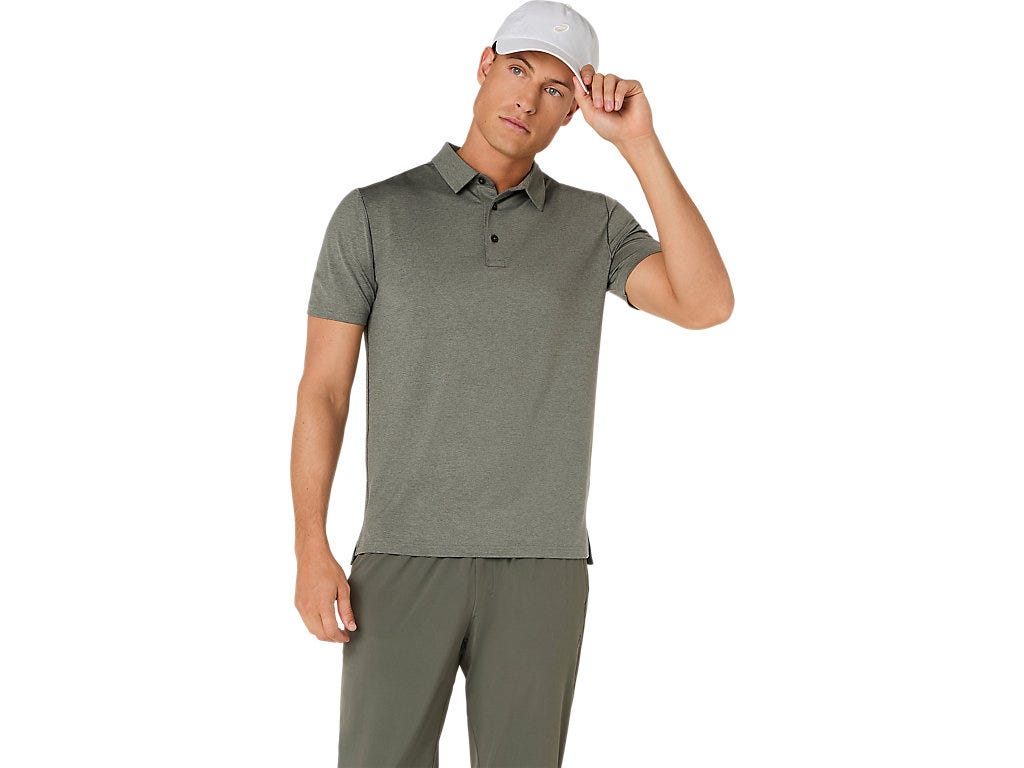 REFINED TEXTURE SHORT SLEEVE POLO-SHIRT - Truffle Grey Heather