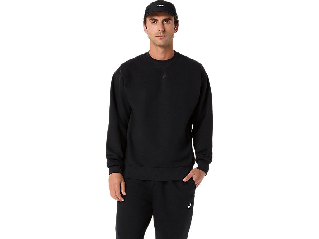 FLEECE CREW-NECK TOP - Performance Black