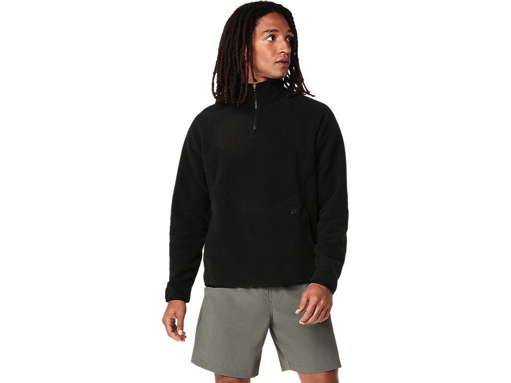 REFINED TEXTURE FLEECE HALF ZIP LS TOP - Performance Black