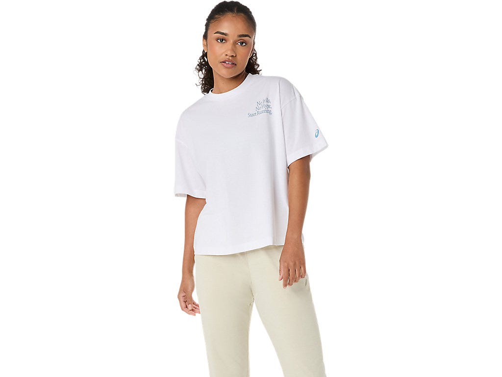 RUNNER MESSAGE GRAPHIC RELAXED TEE - Brilliant White