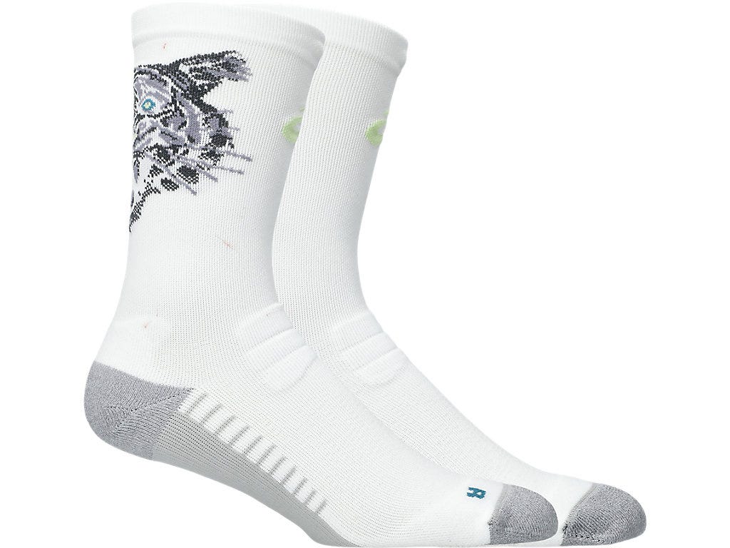 PERFORMANCE RUN SOCK CREW - Brilliant White/Illuminate Yellow/F.Teal